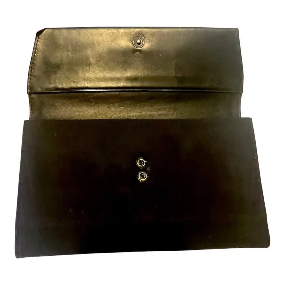 Vintage TUMI Black Leather Trifold Travel Wallet Checkbook Organizer Classic